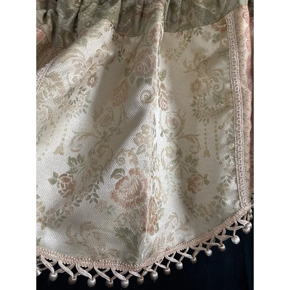 Vintage Floral Valance Curtain Tassel Trim 80